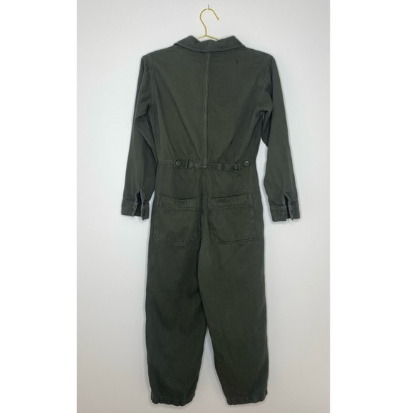 Free People Gia Long Sleeve Coverall Jumpsuit Military Army Green Size XS - Picture 4 of 14
